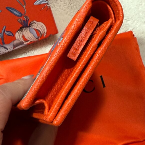 GUCCI LIMITED EDITION FLORA GG MARMONT BIFOLD WALLET ORANGE Excellent - Picture 14 of 17